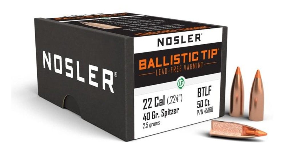 Nosler Bullets Ballistic Tip Lead Free Varmint Rifle .22 cal .224in 40 gr S
