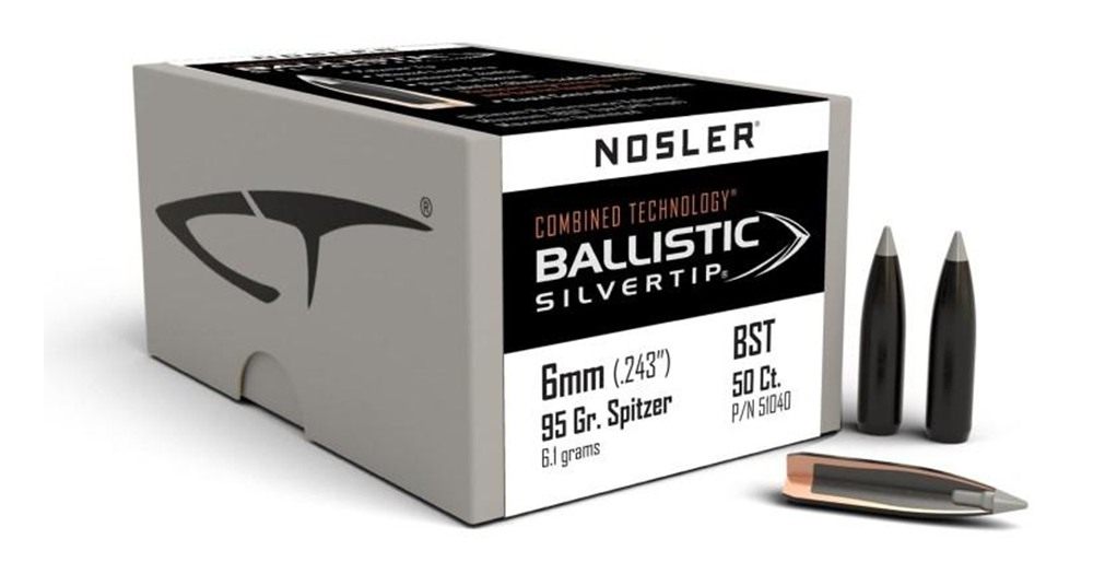 Nosler Bullets Ballistic SilverTip Hunting Rifle 6mm .243in 95 gr SBT-Bstip view 2