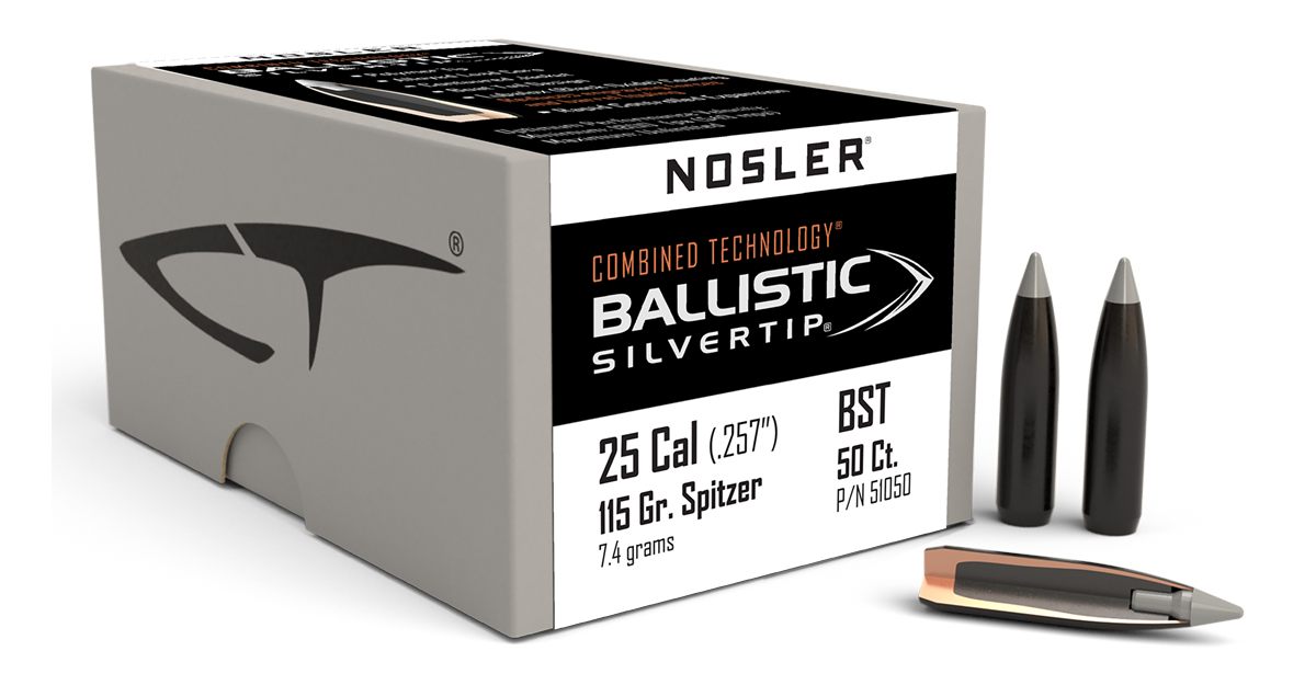 NOSLER Ballistic SilverTip Hunting Rifle Bullets .25 cal .257in 115 gr SBT
