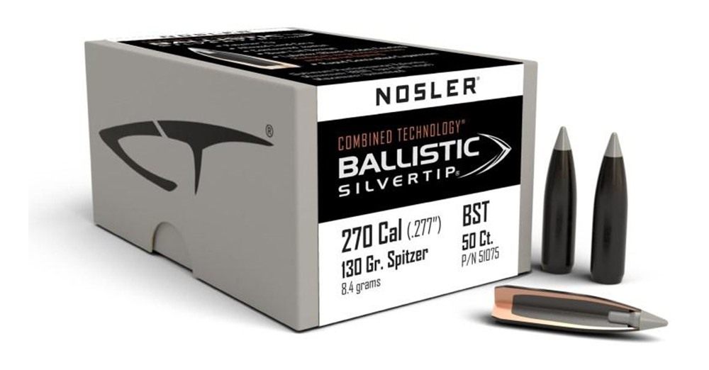 Nosler Bullets Ballistic SilverTip Hunting Rifle .270 cal .277in 130 gr SBT