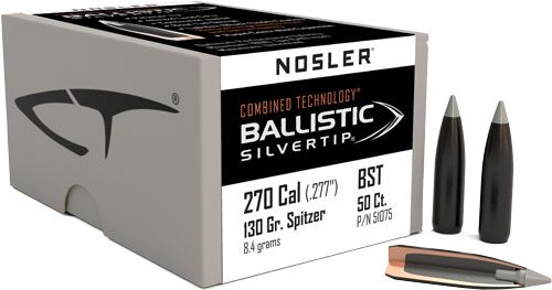 Nosler Bullets Ballistic SilverTip Hunting Rifle .270 cal .277in 130 gr SBT view 4