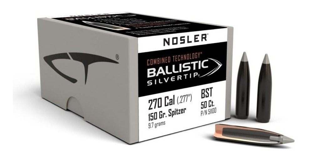 Nosler Bullets Ballistic SilverTip Hunting Rifle .270 cal .277in 150 gr SBT