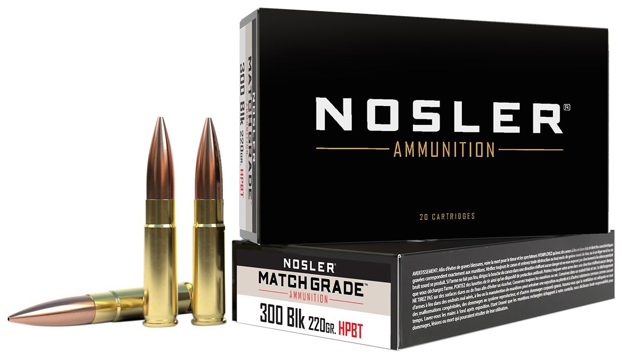 NOSLER 51275 Match Grade 300 Blackout 220gr Custom Competition Hollow Point