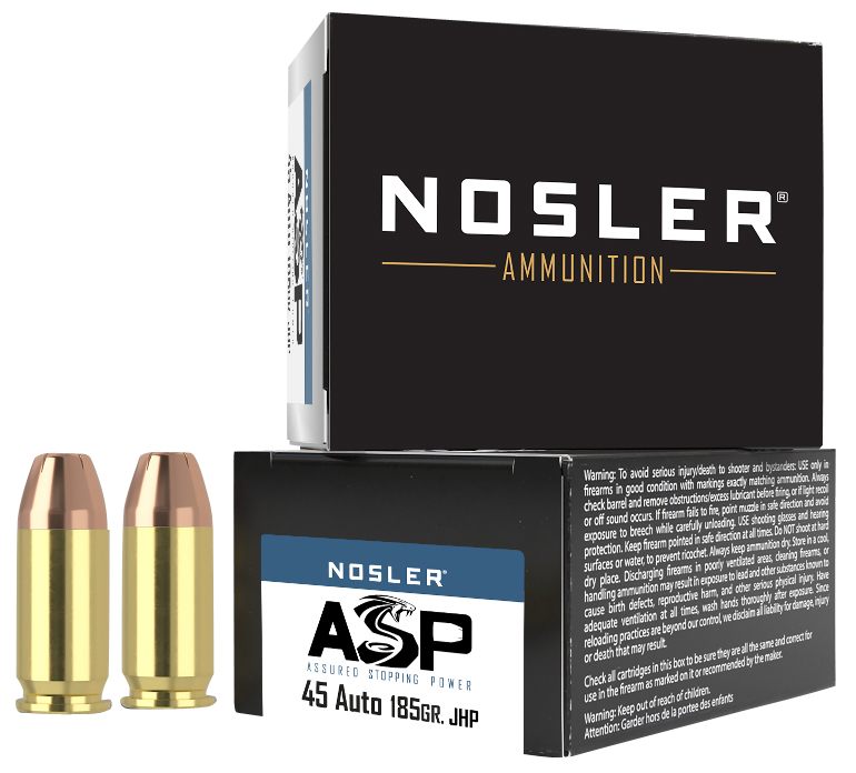 NOSLER 51278 Assured Stopping Power Handgun 45ACP 185gr Jacketed Hollow Poi