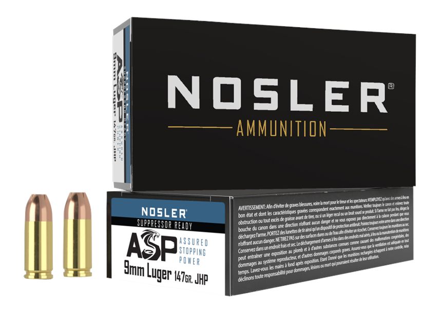 Nosler 51325 Assured Stopping Power Handgun 9mmLuger 147gr Jacketed Hollow