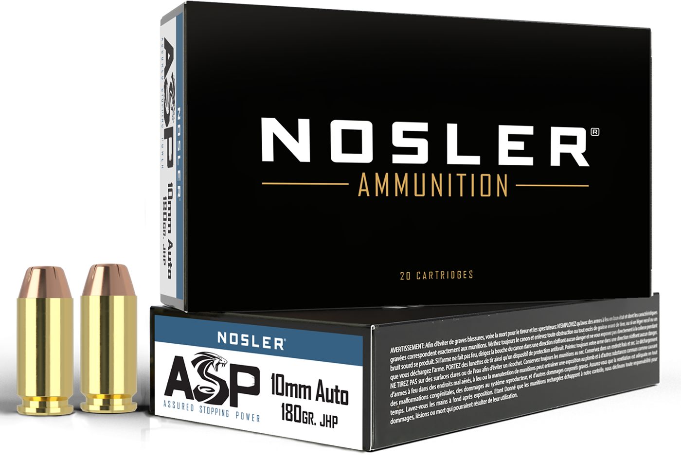 NOSLER 51412 Assured Stopping Power Handgun 10mmAuto 180gr Jacketed Hollow