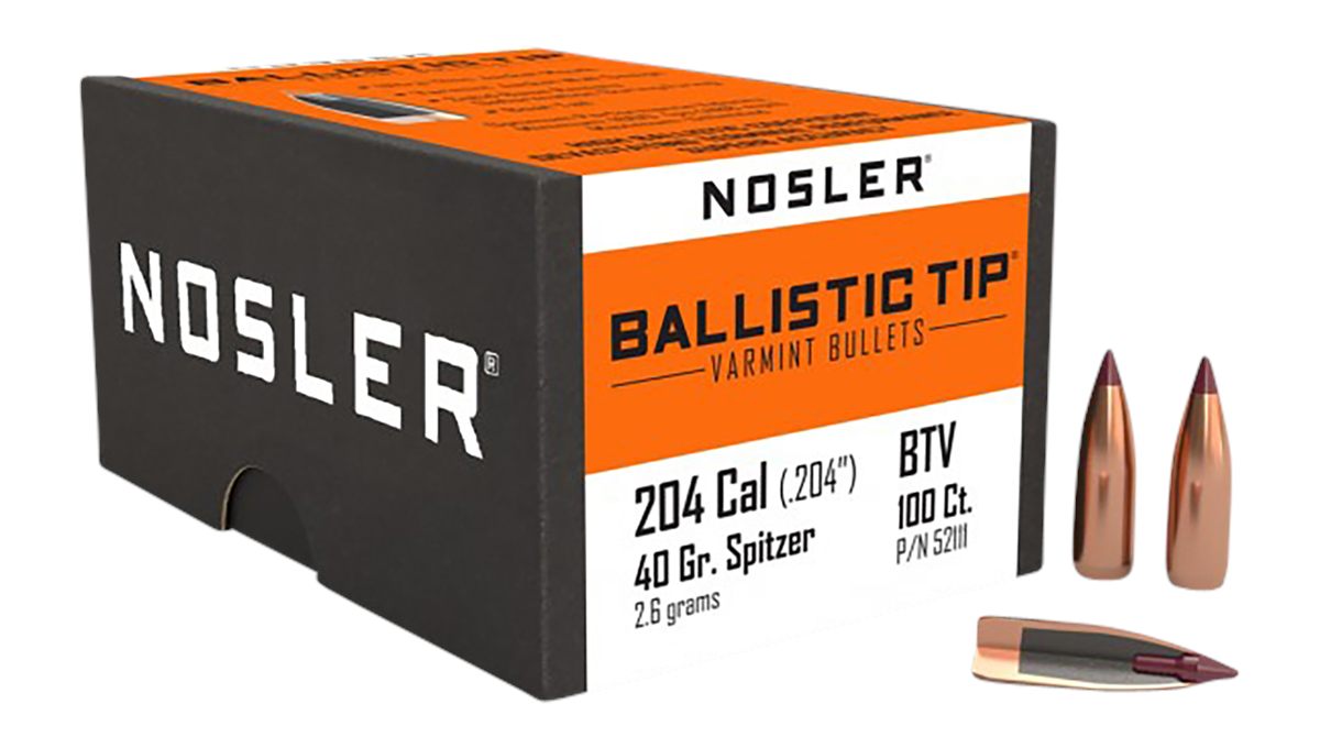 NOSLER Bullets Ballistic Tip Varmint Rifle .204 cal .204in 40 gr Spitz 100/