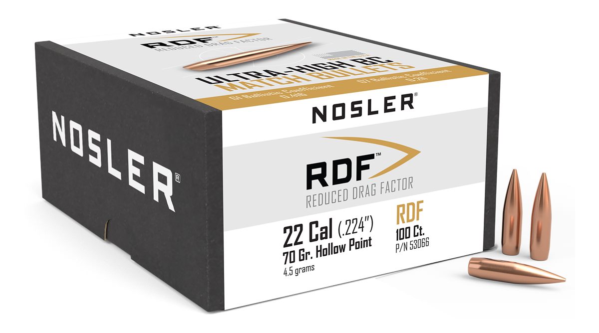 NOSLER BULLET 22 CAL .224 70GR HPBT RDF (REDUCED DRAG FACTOR) (100)