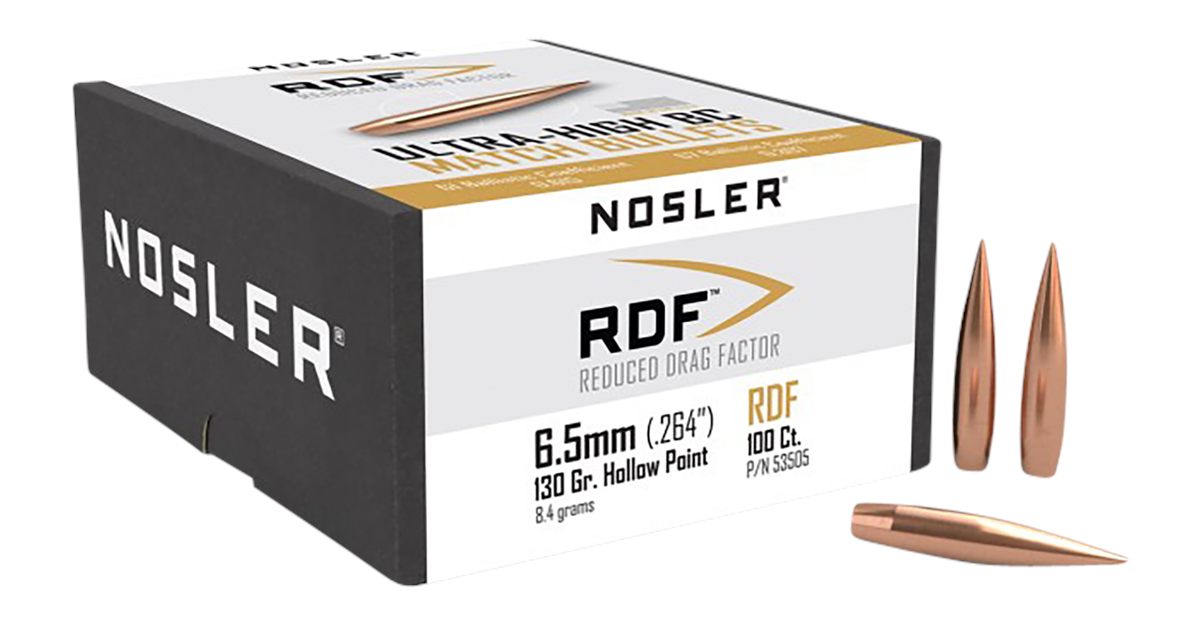 NOSLER Bullets 53505 RDF Match 6.5 Creedmoor 130gr Hollow Point Boat Tail 1