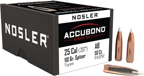 NOSLER AccuBond Rifle Bullets .25 cal .257in 110 gr Sbtz-ACB 50/ct view 5