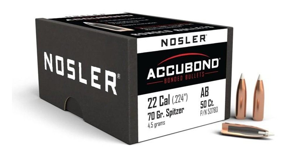 NOSLER AccuBond Rifle Bullets .22 cal .224in 70 gr Sptz-ACB 50/ct view 2