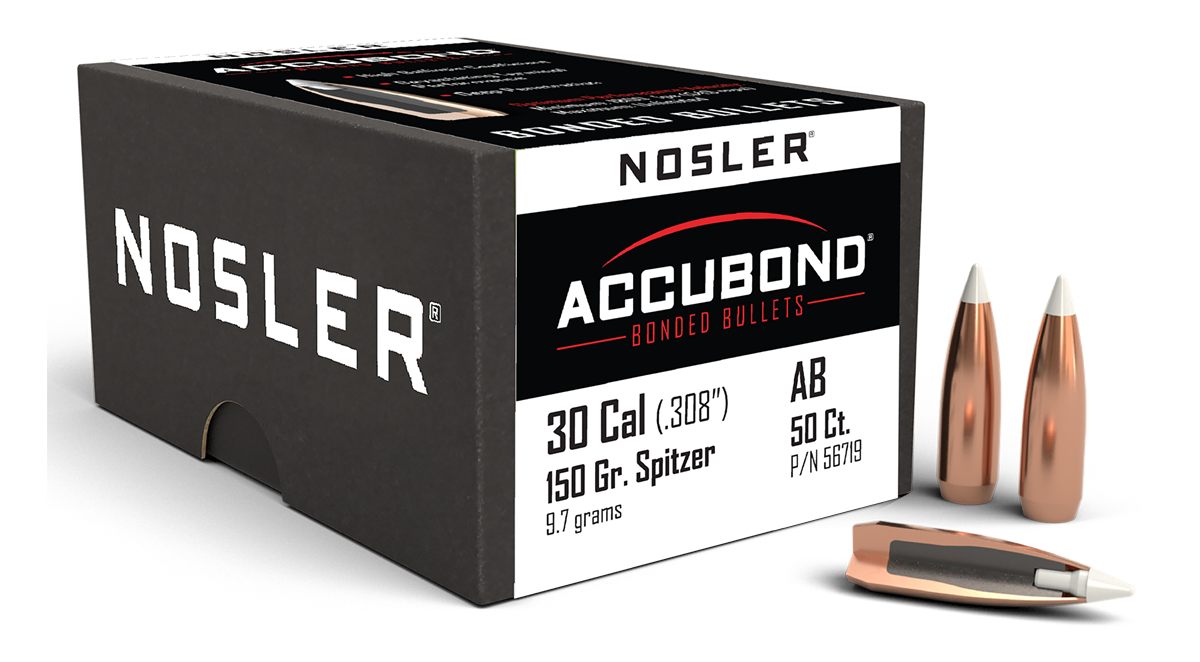 NOSLER 56719 AccuBond 30 Cal 150gr Spitzer Point Boat Tail 50/Box
