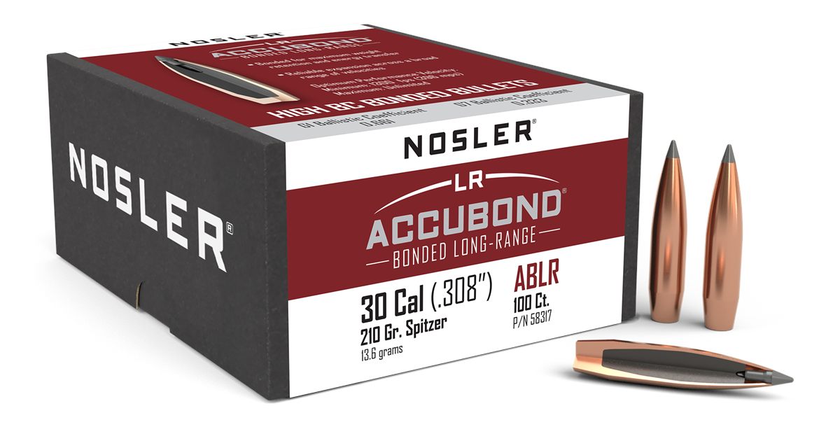 Nosler AccuBond Long Range Rifle Bullets .30 cal .308in 210 gr SPT-ACB 100/
