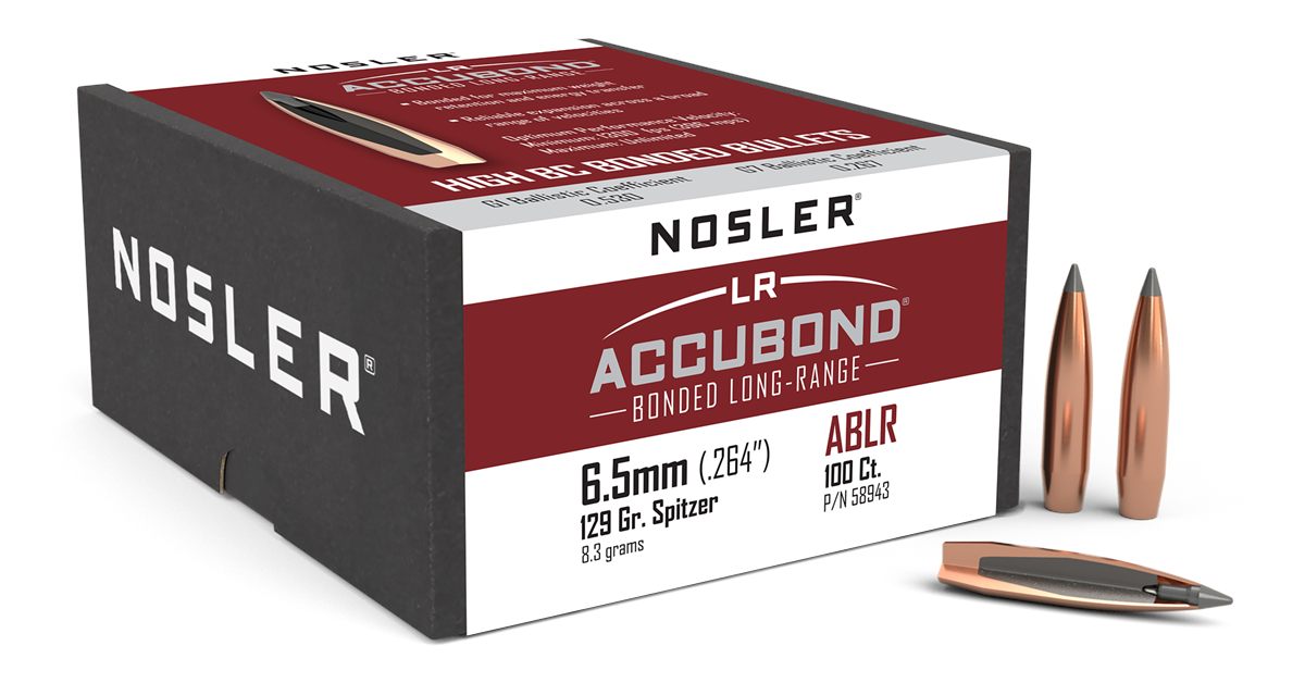 NOSLER AccuBond Long Range Rifle Bullets 6.5mm .264in 129 gr SPT-ACB 100/ct
