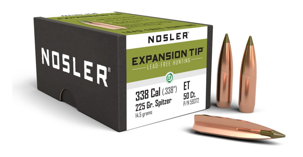 Nosler Bullets E-Tip Lead Free Rifle .338 Lapua Mag .338in 225 gr Sptz 50/c