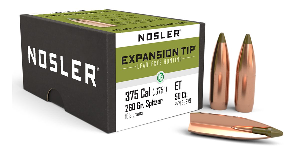 NOSLER E-Tip Lead Free Rifle Bullets .375 Cal .375in 260 gr Sptz 50/ct
