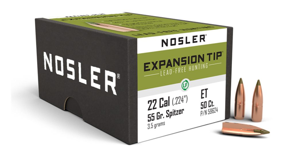 Nosler Bullets E-Tip Lead Free Rifle .22LR .224in 55gr Sptz 50/ct