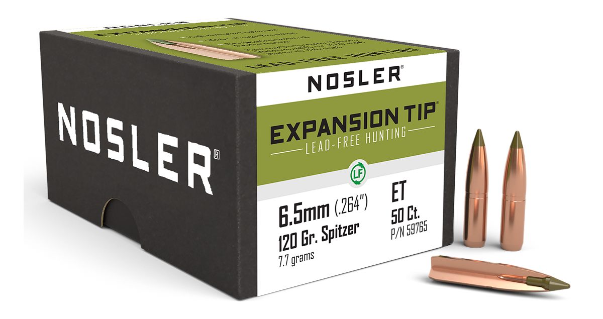 NOSLER E-Tip Lead-Free Hunting Rifle Bullets 6.5mm .264in 120 gr Sptz 50/ct