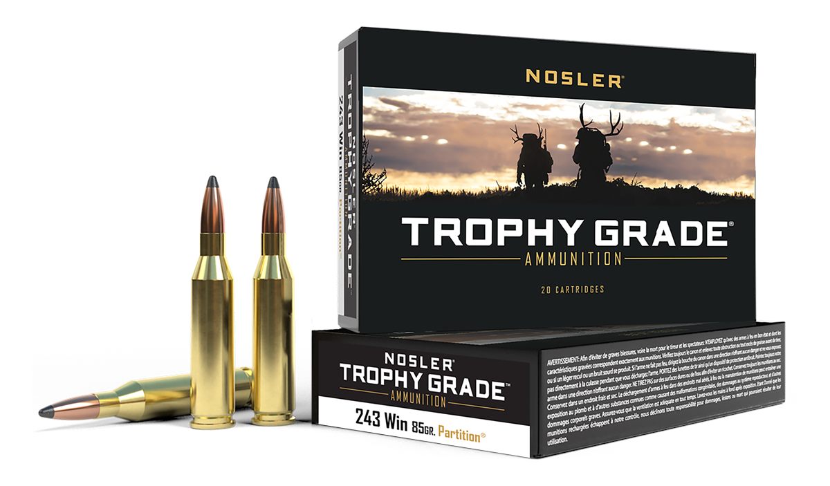 Nosler Bullets 60002 Trophy Grade 243 Win 85gr Spitzer Partition 20 Per Box