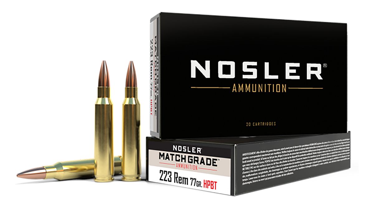 NOSLER 60011 Match Grade 223 Rem 77gr Custom Competition Hollow Point Boat