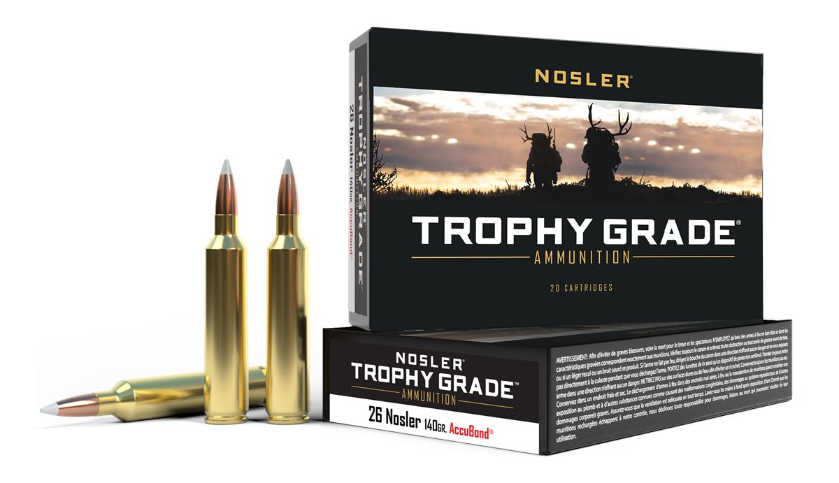 NOSLER Accubond Trophy Grade Rifle Ammunition 26 140 PT 3300 fps 20/ct