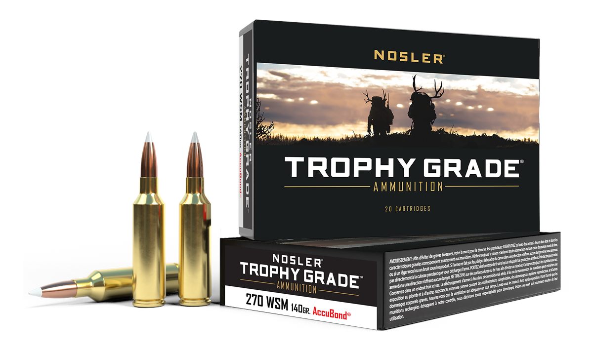 Nosler Accubond Trophy Grade Rifle Ammunition .270 WSM 140 PT 3100 fps 20/c