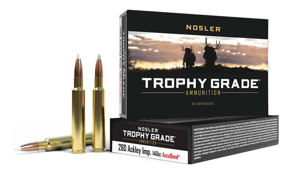 NOSLER Accubond Trophy Grade Rifle Ammunition .280 Ackley Improved 140 PT 3