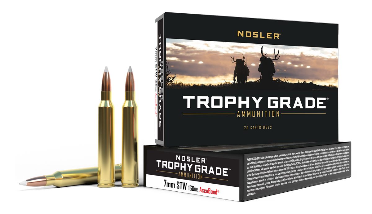 NOSLER Accubond Trophy Grade Rifle Ammunition 7mm STW 160 PT 3075 fps 20/ct