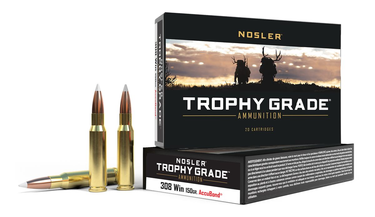 NOSLER Accubond Trophy Grade Rifle Ammunition .308 Win 150 PT 2875 fps 20/c