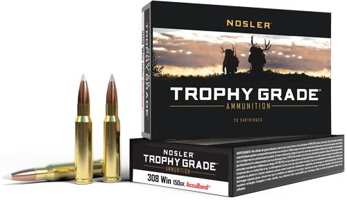 NOSLER Accubond Trophy Grade Rifle Ammunition .308 Win 150 PT 2875 fps 20/c view 3