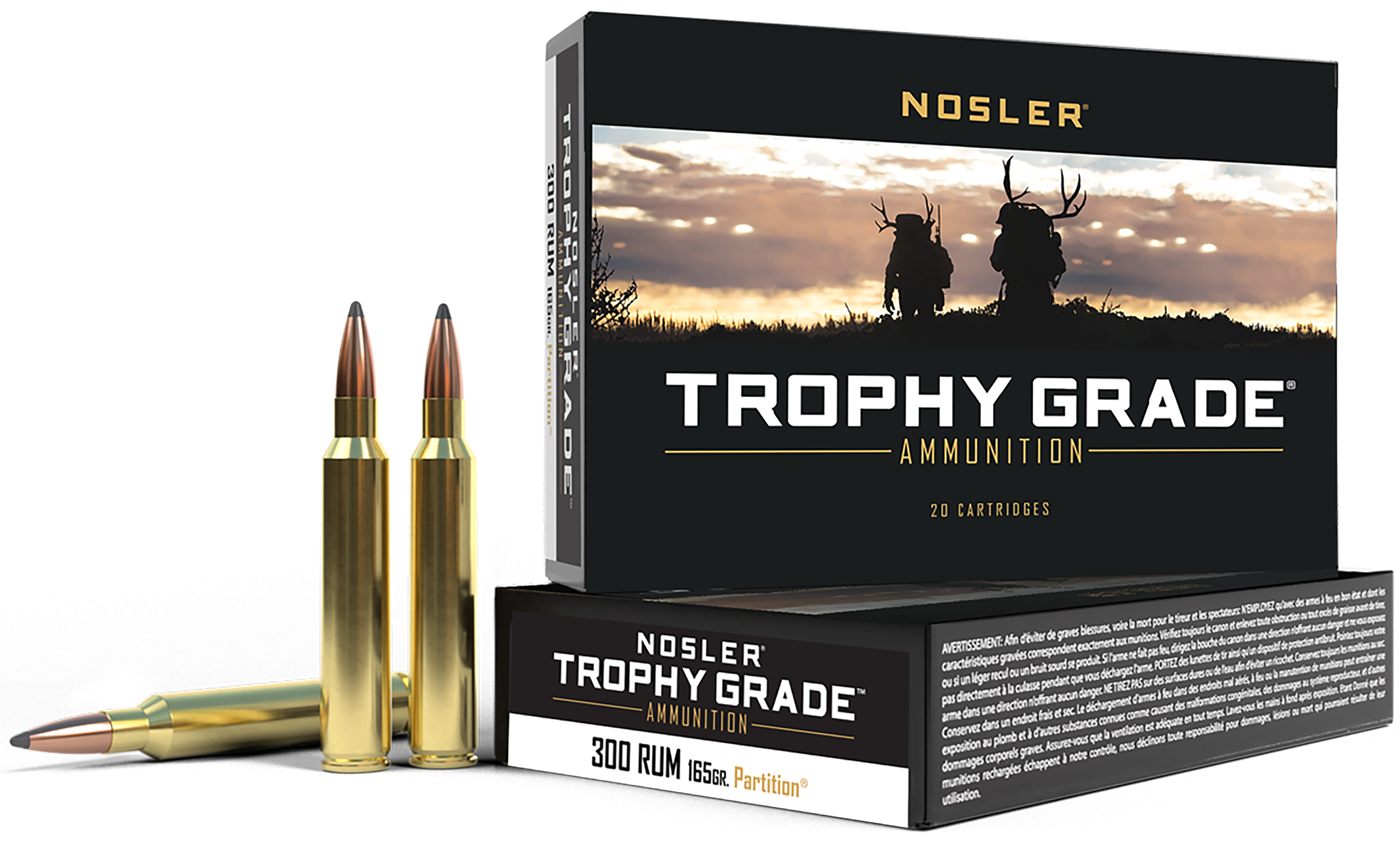 Nosler Bullets 60064 Trophy Grade 300RUM 165gr Spitzer Partition 20 Per Box