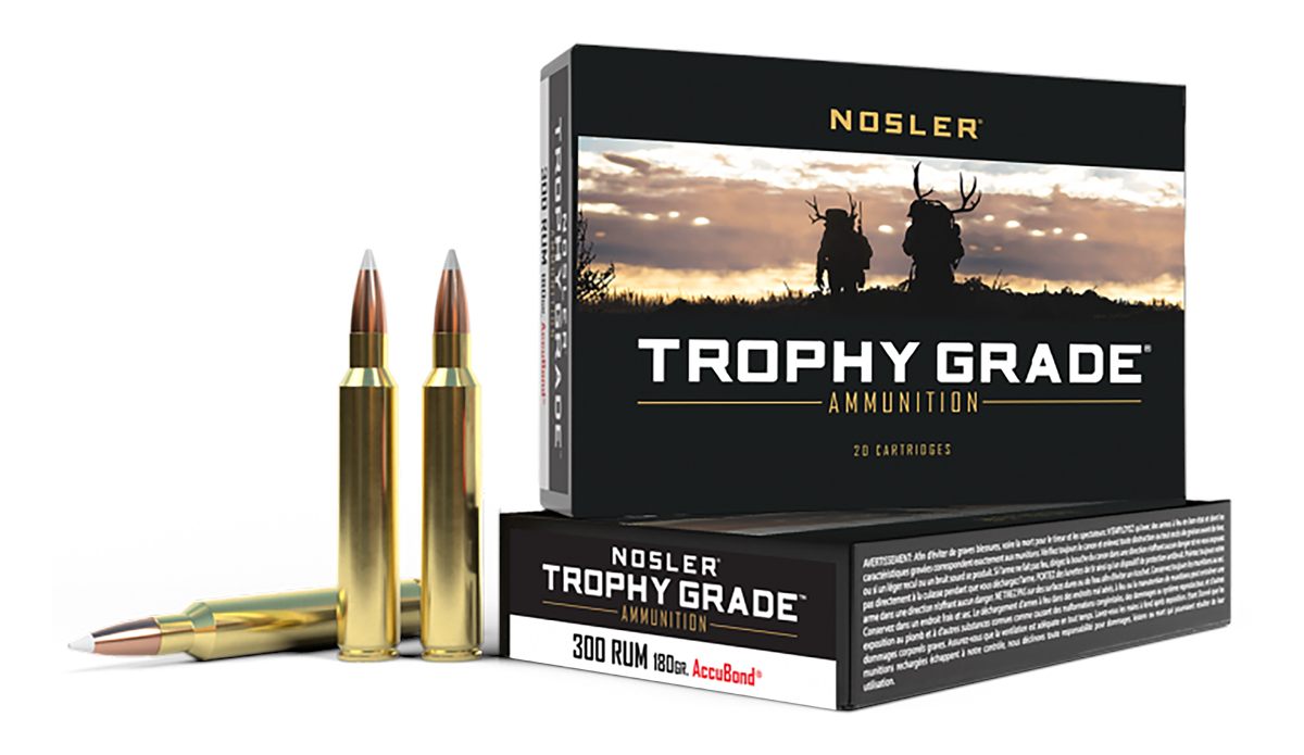 NOSLER Accubond Trophy Grade Rifle Ammunition .300 RUM 180 PT 3250 fps 20/c