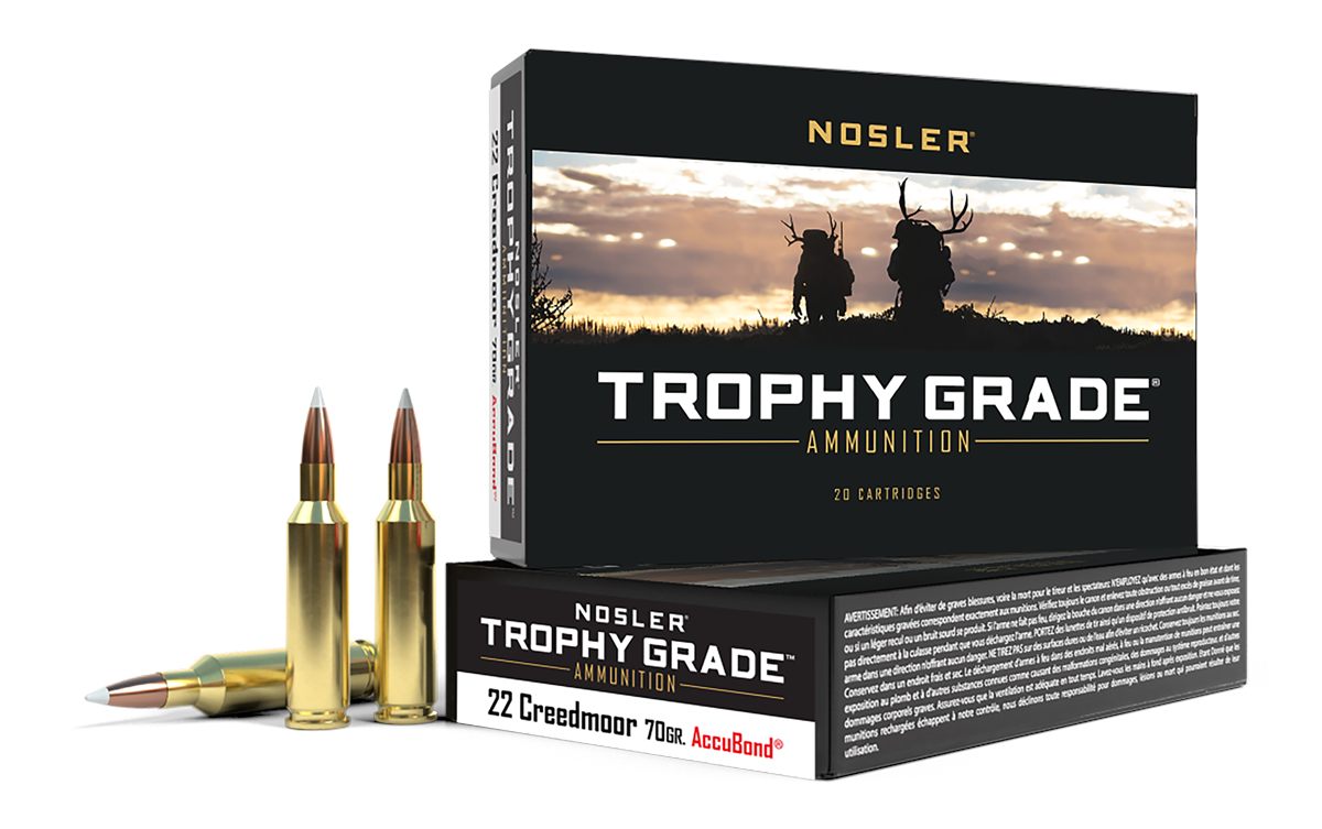NOSLER Accubond Trophy Grade Ammunition Rifle 22 Creedmoor 70gr PP 3350 fps