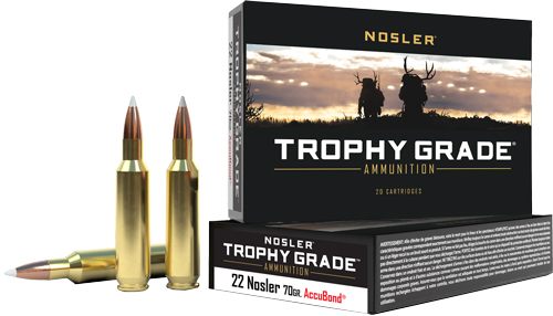 NOSLER Accubond Trophy Grade Ammunition Rifle 22 Creedmoor 70gr PP 3350 fps view 3