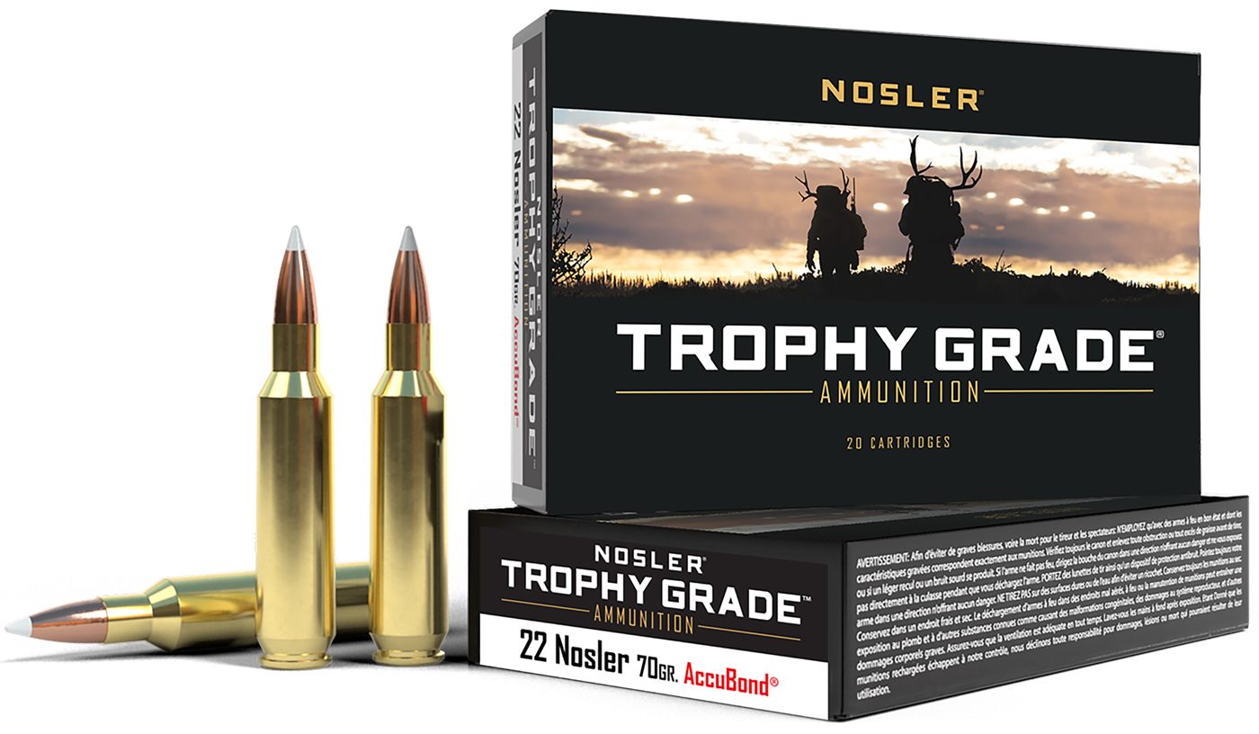 NOSLER Accubond Trophy Grade Rifle Ammunition .22 70 PT 2950 fps 20/ct