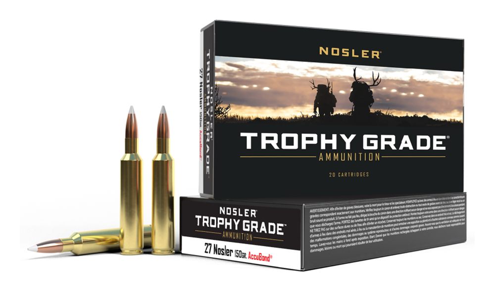 Nosler Bullets Accubond Trophy Grade Rifle Ammunition 27 150 PT 3250 fps 20