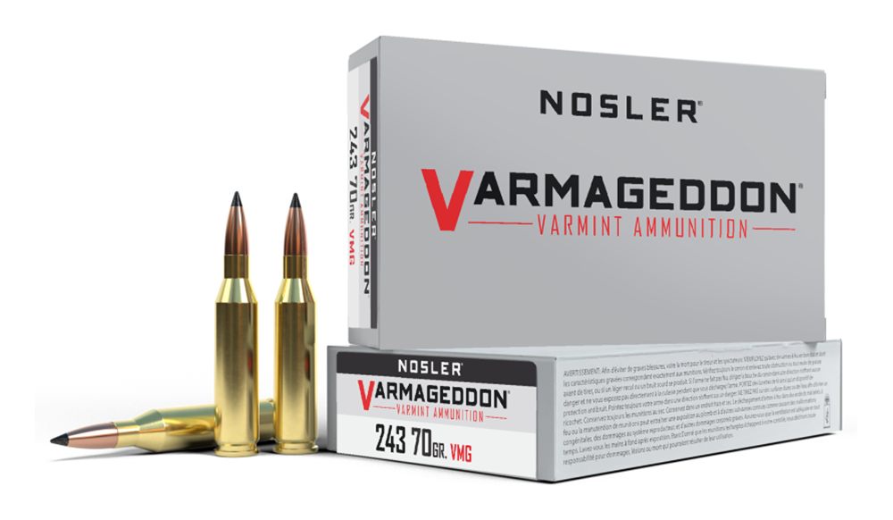 Nosler Bullets Varmegeddon Rifle Ammunition .243 Win 70 gr PT 3500 fps 20/c