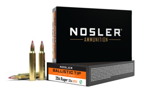 Nosler Bullets Lead Free Ballistic Tip Varmint Rifle Ammunition .204 Ruger