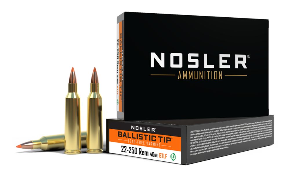 Nosler Bullets Lead Free Ballistic Tip Varmint Rifle Ammunition .22-250 Rem
