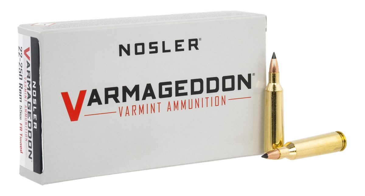 Nosler Bullets Varmegeddon Rifle Ammunition .22-250 Rem 55 gr FB Tipped 355