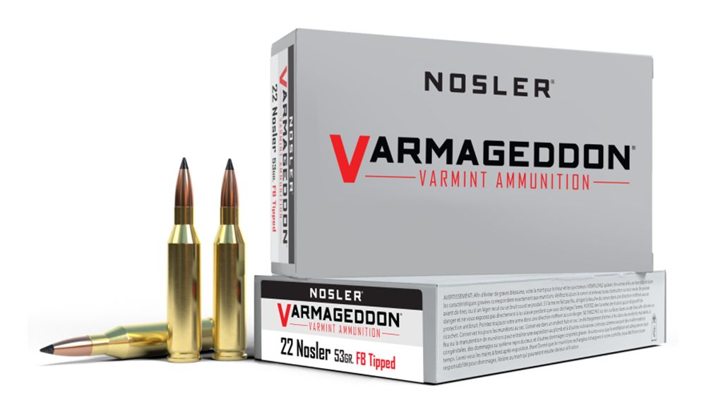 Nosler Bullets Varmageddon Rifle Ammunition 22 53 gr FB Tipped 3450 fps 20/