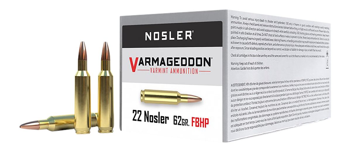 NOSLER 65180 Varmageddon 22 62gr Flat Base Hollow Point 50 Per Box/5 Case