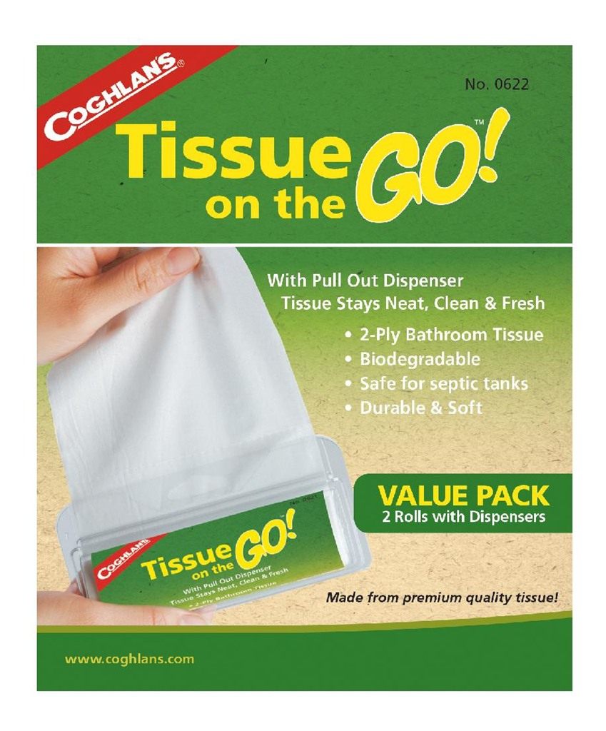 Coghlan's Tissue ON THE GO 2 Rolls W/Dispenser