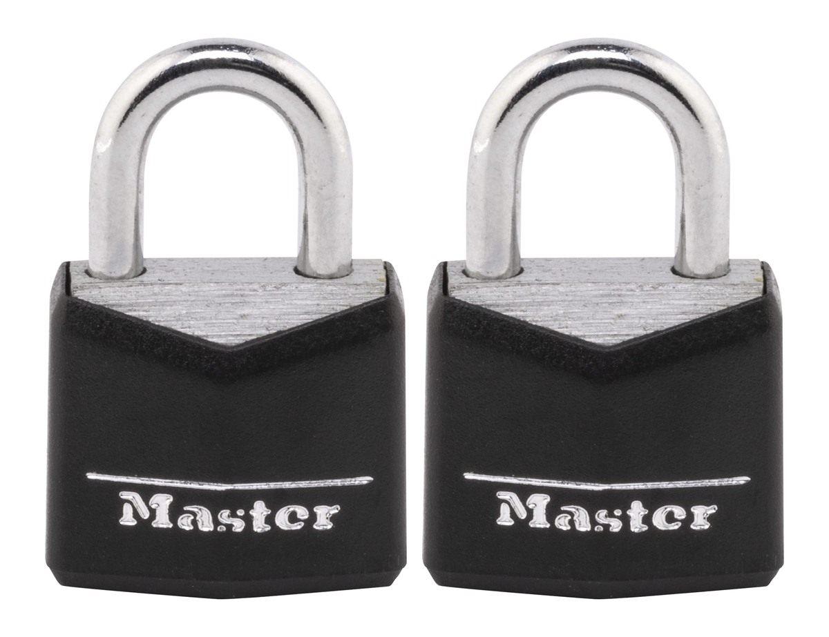 Master Lock 121T Padlock, Covered Aluminum 3/4 in. W, Black, 1-Pack, 2-Coun