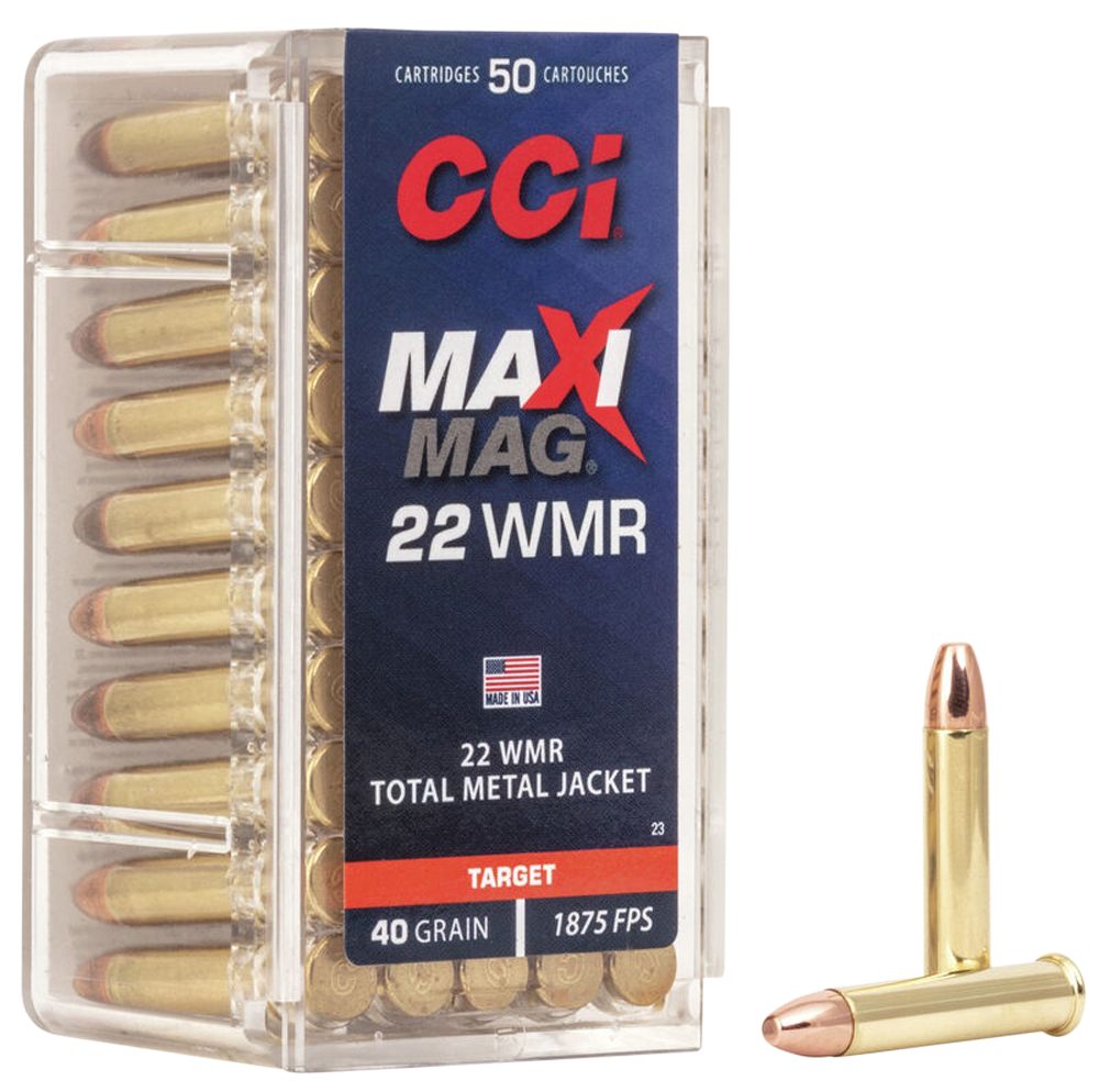 CCI Ammunition 0023 Maxi-Mag Rimfire 22WMR 40gr Total Metal Jacket 50 Per B