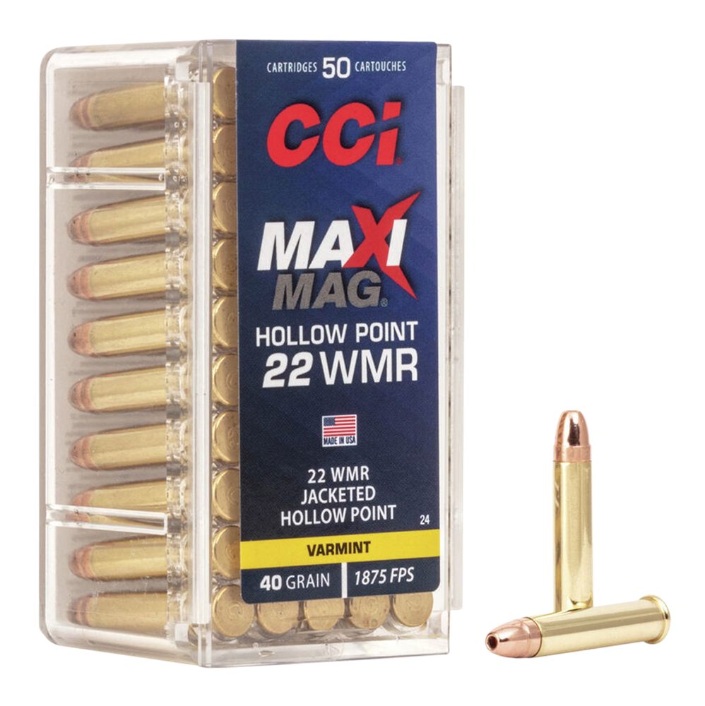 Cci 0024 Maxi-Mag Rimfire 22WMR 40gr Jacketed Hollow Point 50 Per Box/40 Ca