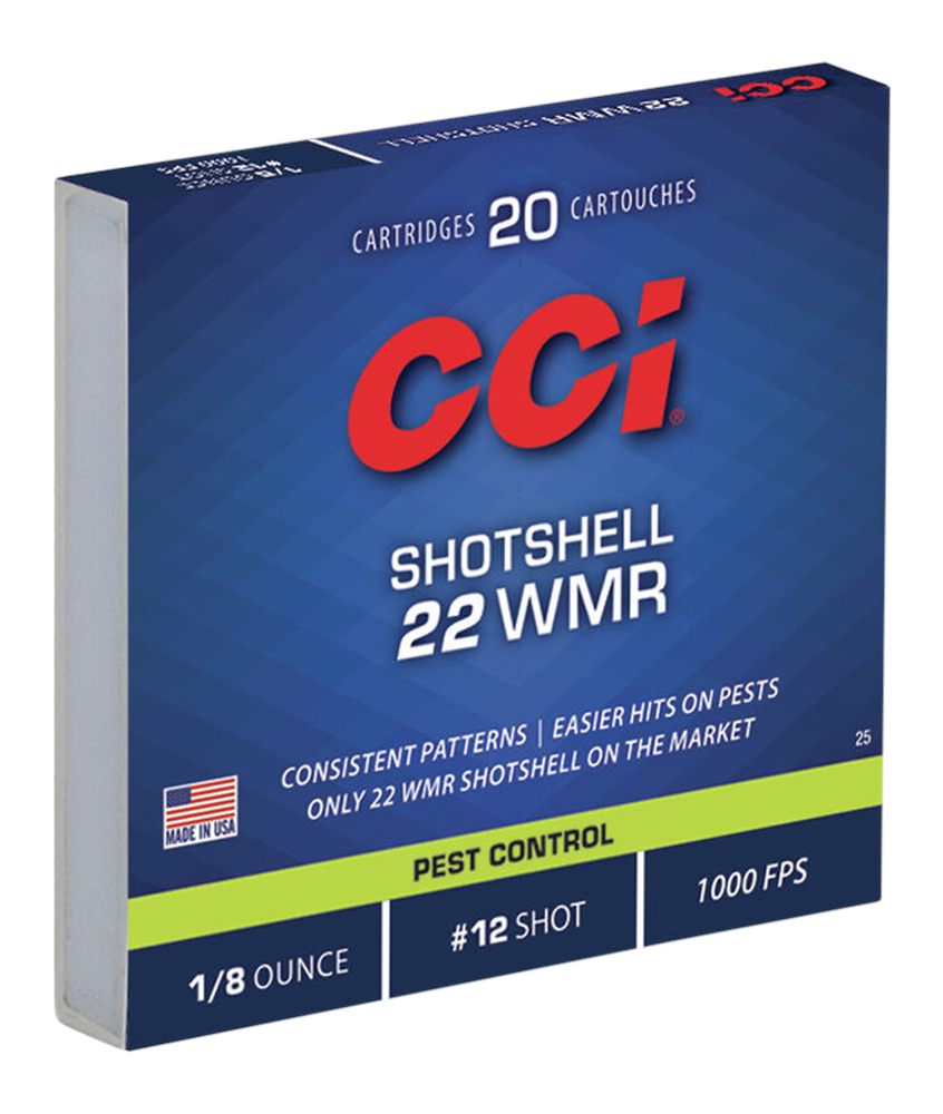 CCI Ammunition 0025 Pest Control Shotshell 22WMR 52gr 12 20 Per Box/100 Cas
