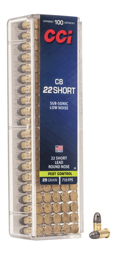 CCI 0026 Specialty CB Pest Control 22Short 29gr Lead Round Nose 100 Per Box/50 Case