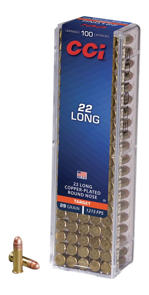 CCI 0029 Target Rimfire 22 Long 29gr Copper Plated Round Nose 100 Per Box/5