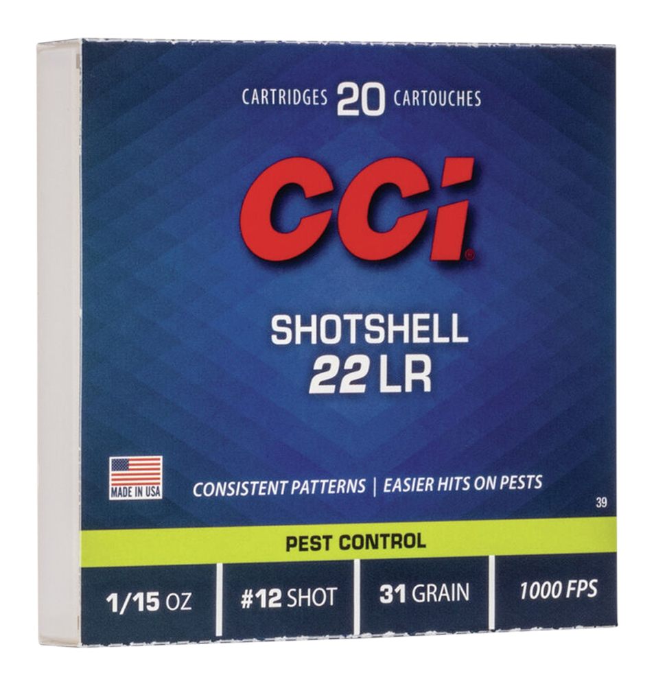 CCI Ammunition Rimfire Shotshell .22 LR 1/15 oz 12 31 gr 1000 fps 20/ct